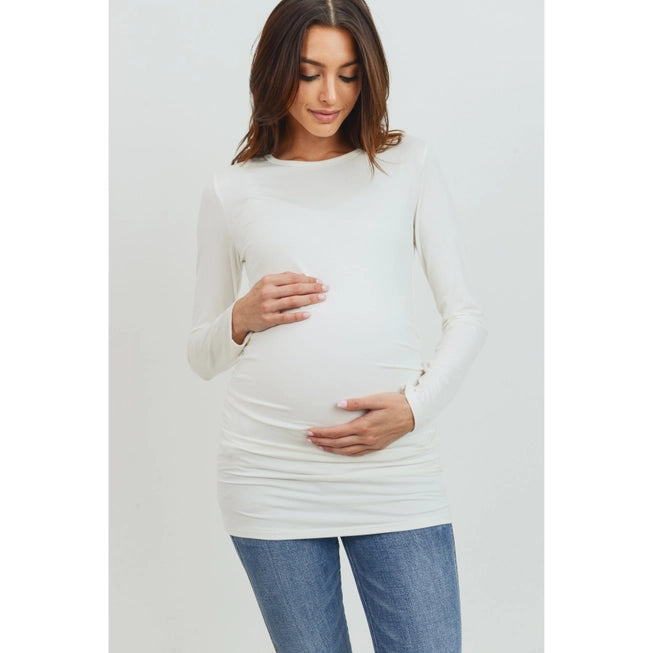 Maternity Modal Jersey Round Neck Long Sleeve Top