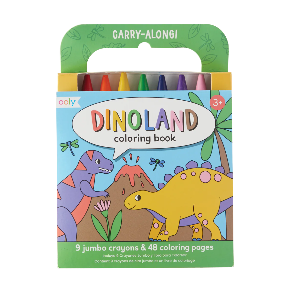 Carry Along! Coloring Book and Crayon Set - Dinoland - Set of 9 Crayons