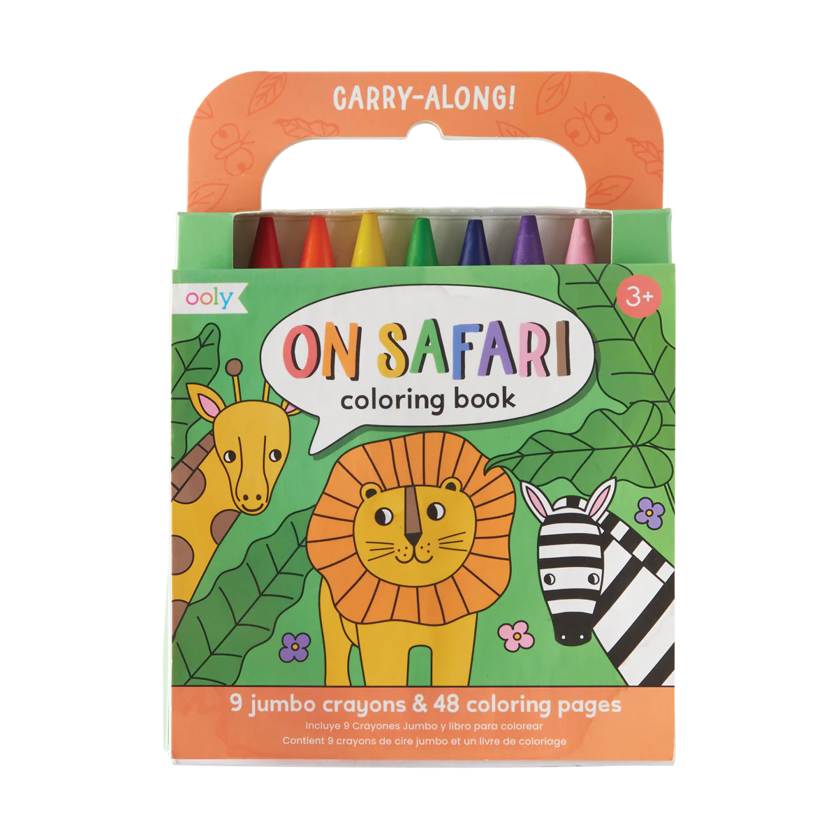 Carry Along! Coloring Book and Crayon Set - On Safari - Set of 9 Crayons