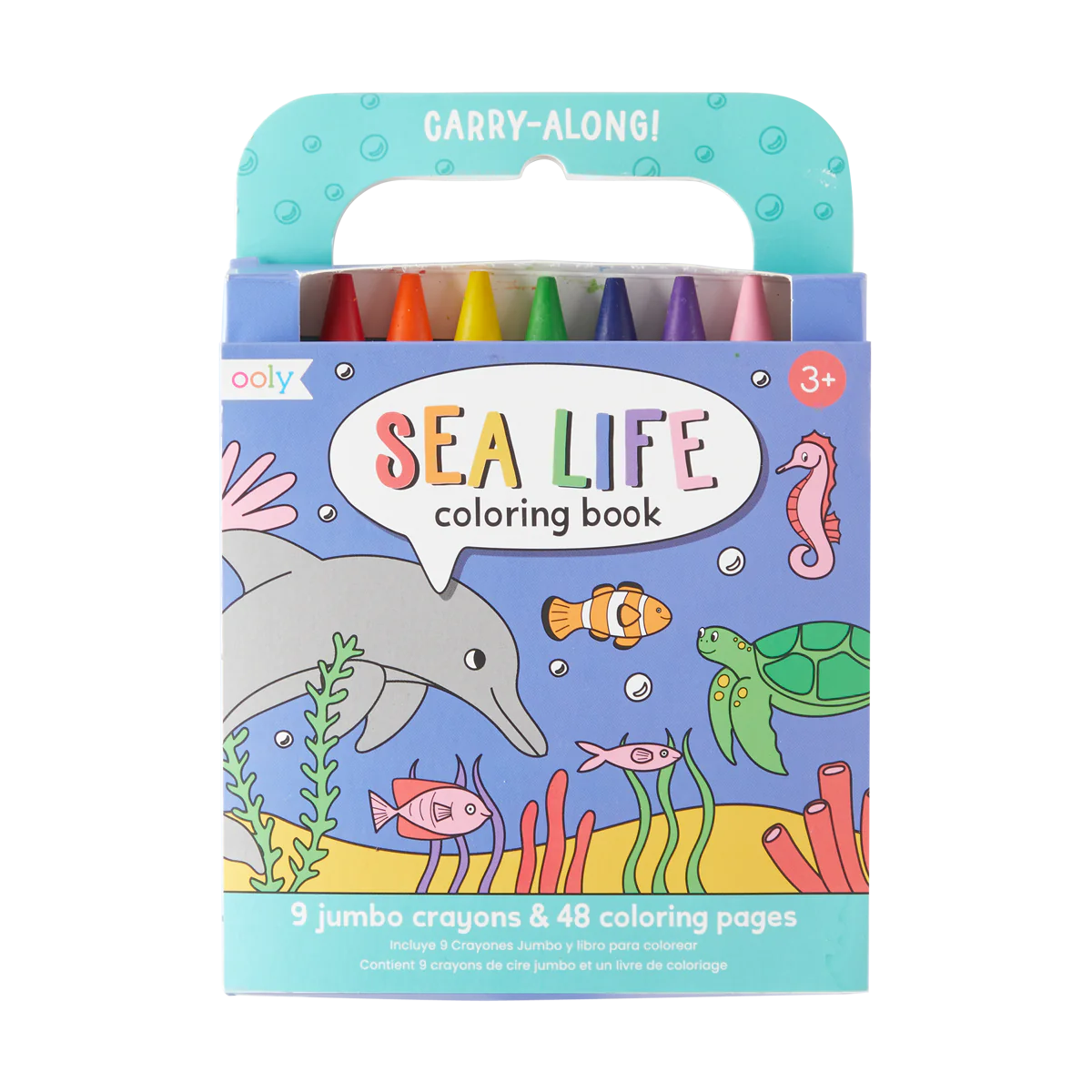 Carry Along! Coloring Book and Crayon Set - Sea Life - Set of 9 Crayons