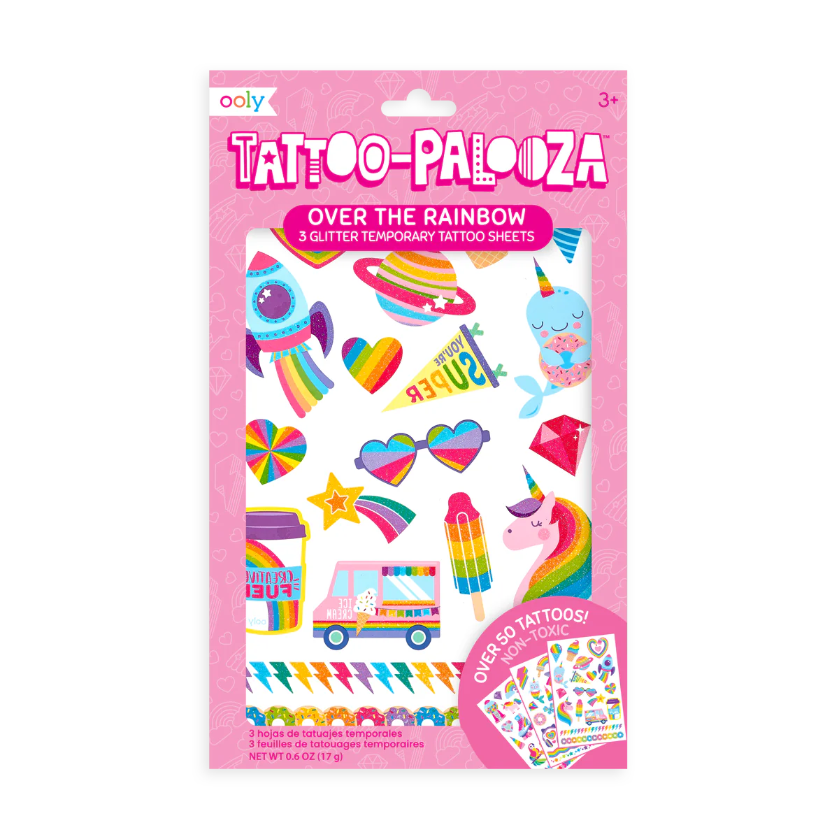 Tattoo-Palooza Temporary Tattoos - Over the Rainbow - 3 Sheets