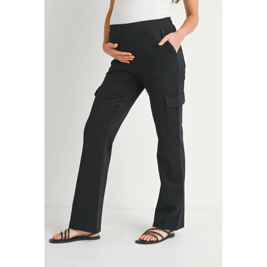 Straight Leg Ponte Knit Maternity Cargo Pants