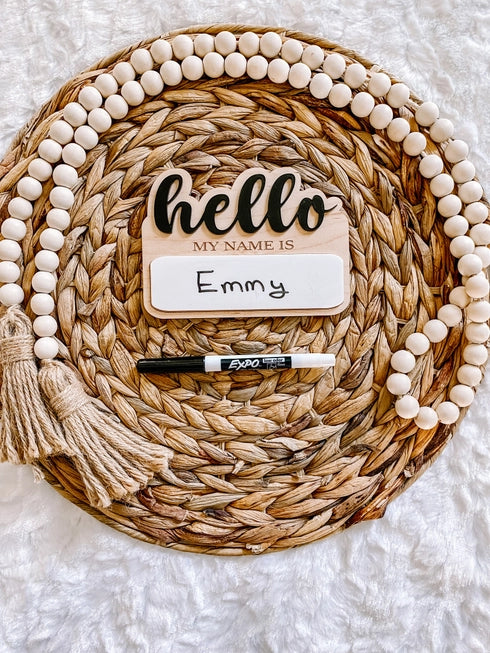 Hello My Name Is - Dry Erase Birth Announcement Sign