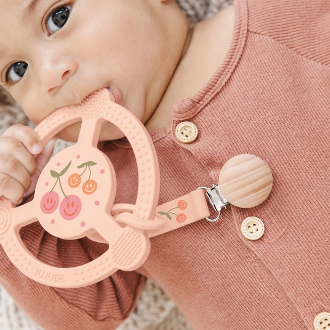 Silicone Teether Ring with Detachable Clip Cherry Cute