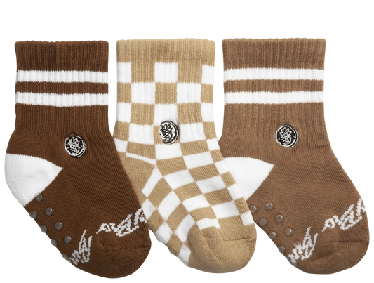 3-Pack Brownie Checks Socks