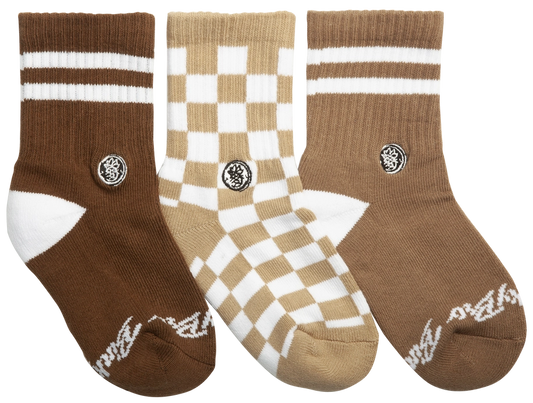 3-Pack Brownie Checks Socks