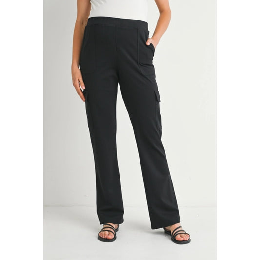 Straight Leg Ponte Knit Maternity Cargo Pants