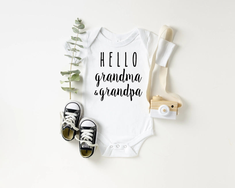 Hello Grandma & Grandpa Pregnancy Announcement Onesie