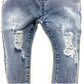 Light Wash Distressed Denim