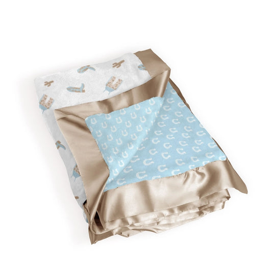 Reversible Baby Blanket Howdy Partner Blue