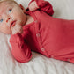 Berry Rib Knit Newborn Knotted Gown