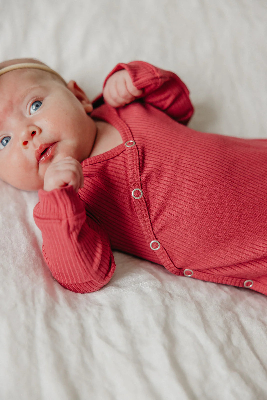 Berry Rib Knit Newborn Knotted Gown