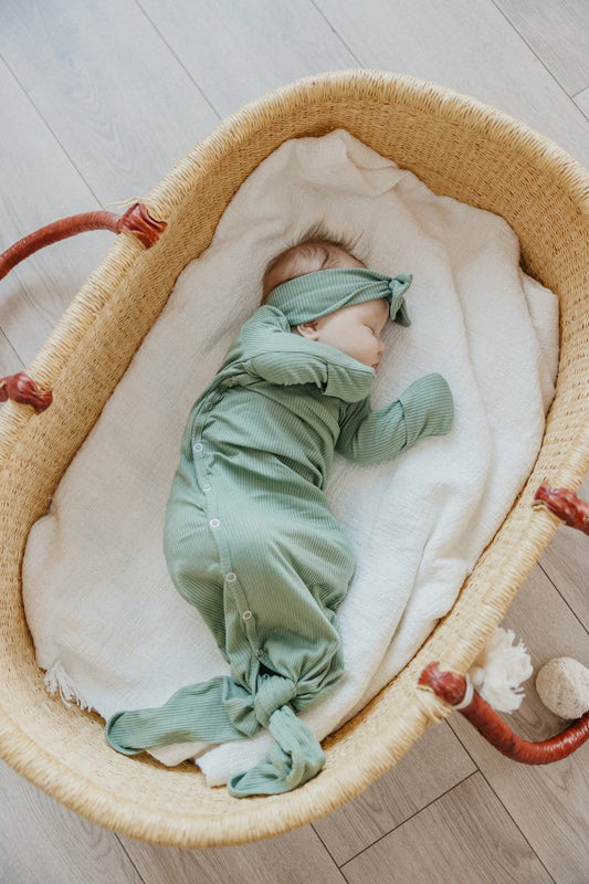 Clover Rib Knit Newborn Knotted Gown