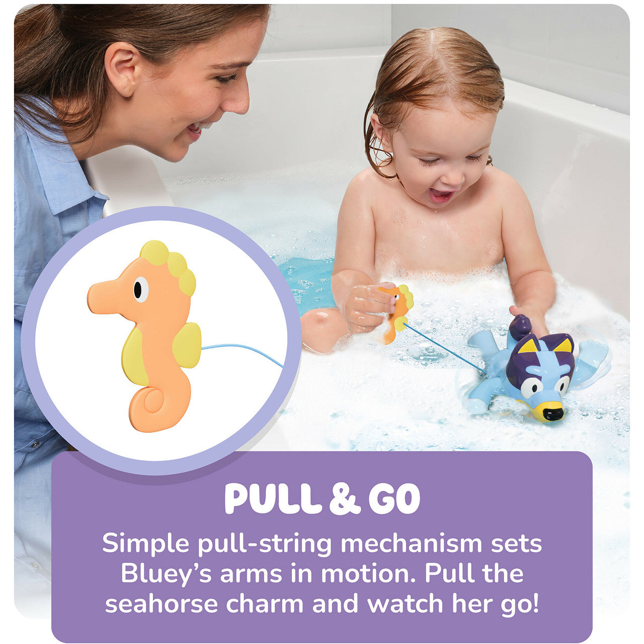 Toomies Swimming Bluey Bath Toy with Seahorse