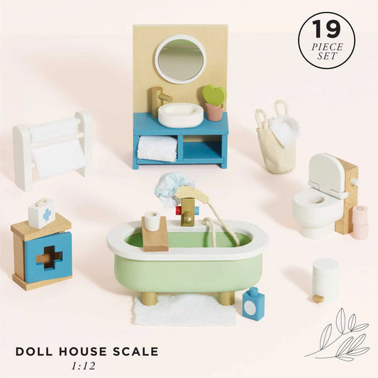 Wooden Dolls house Bathroom Furniture