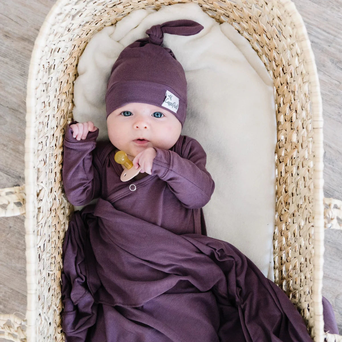 Plum Newborn Knotted Gown