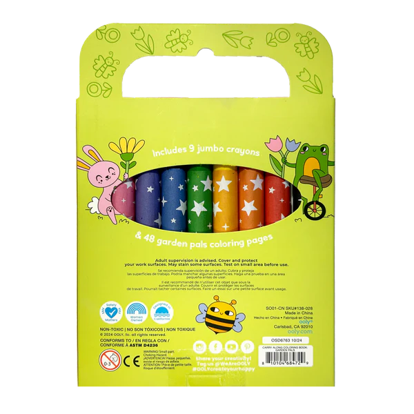 Carry Along! Coloring Book and Crayon Set - Garden Pals - Set of 9 Crayons