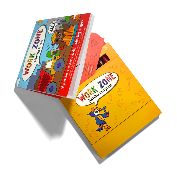 Carry Along! Coloring Book and Crayon Set - Work Zone - Set of 9 Crayons