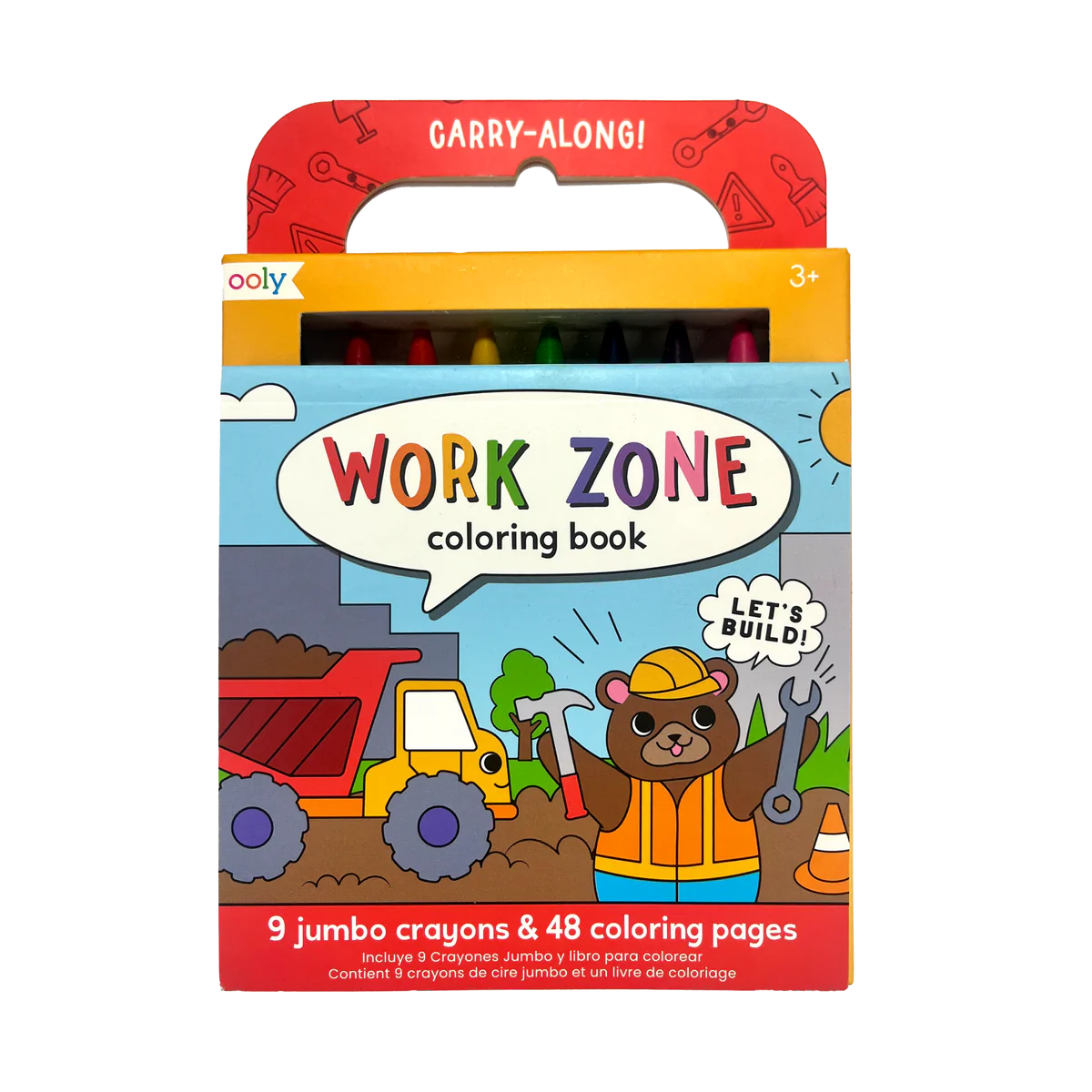 Carry Along! Coloring Book and Crayon Set - Work Zone - Set of 9 Crayons