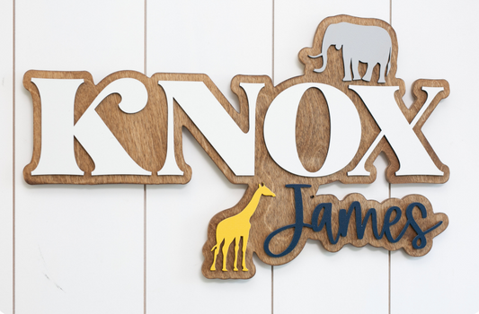 Sugar + Maple Personalized Bubble Wood Sign | Safari