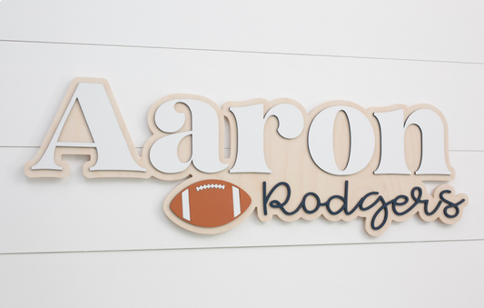 Sugar + Maple Personalized Bubble Wood Sign | Football