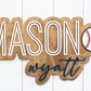 Sugar + Maple Personalized Bubble Wood Sign | Baseball