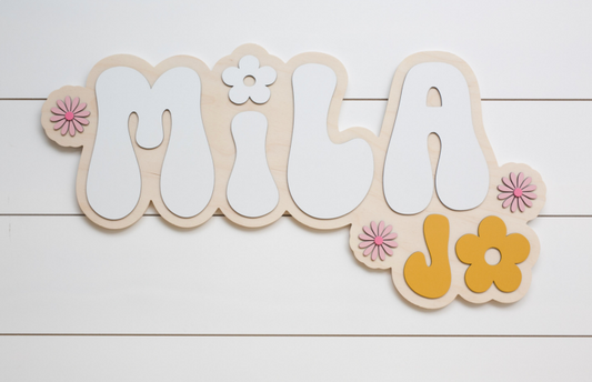 Sugar + Maple Personalized Bubble Wood Sign | Groovy