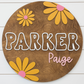 Sugar + Maple Round Personalized Name Sign | Retro Daisy