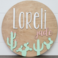 Sugar + Maple Round Personalized Name Sign | Cactus