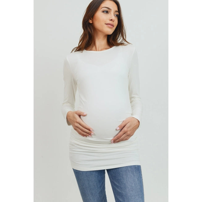 Maternity Modal Jersey Round Neck Long Sleeve Top