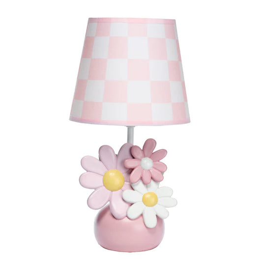 Daisy Dreams Hand-Painted Pink Floral Lamp w/ Shade and LED Bulb