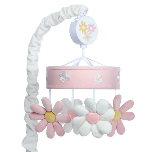 Daisy Dreams Pink/White Musical Baby Crib Mobile Soother Toy