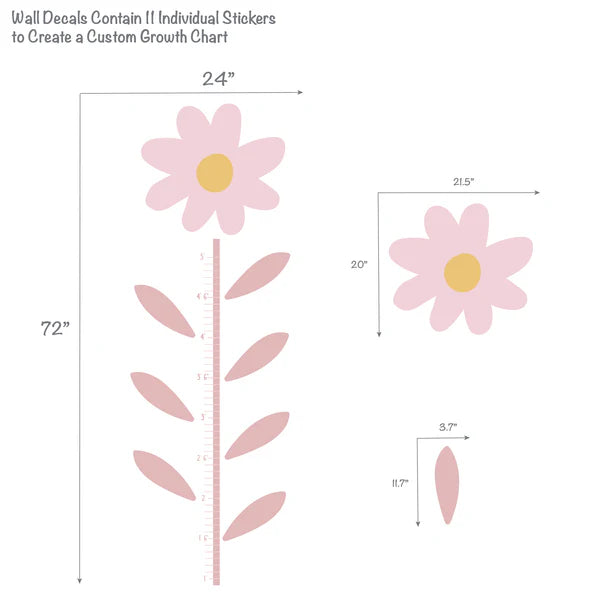 Daisy Dreams Flower Growth Chart Wall Decals/Stickers