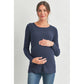 Ribbed Long Sleeve Maternity Nursing Shirt Top