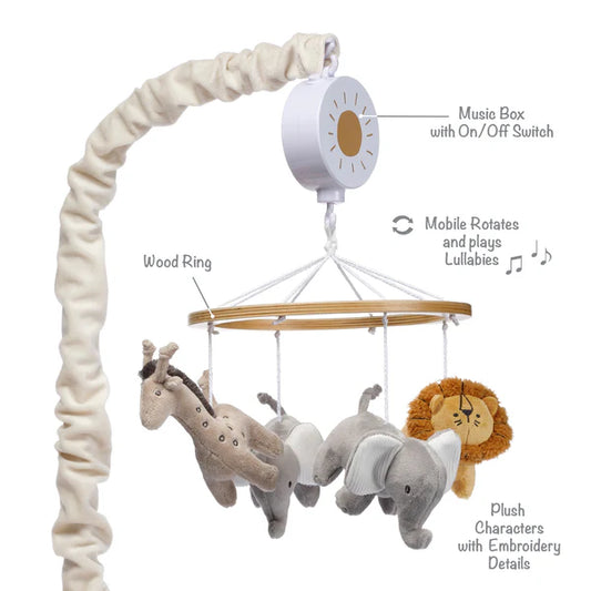 Jungle Adventure Elephant/Lion Musical Baby Crib Mobile Soother Toy