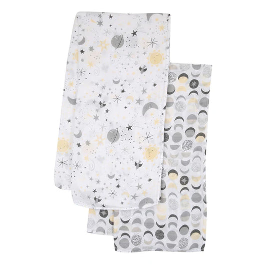 Little Star Celestial Cotton Muslin Swaddle Blankets 2-Pack