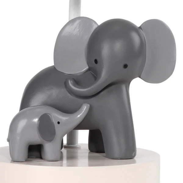 Me & Mama White/Gray Elephant Nursery Lamp with Shade & Bulb