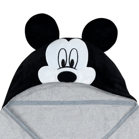 Disney Baby Mickey Mouse Gray Cotton Hooded Baby Bath Towel