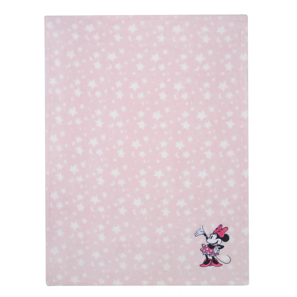 Disney Baby Minnie Mouse Stars Pink Soft Fleece Baby Blanket