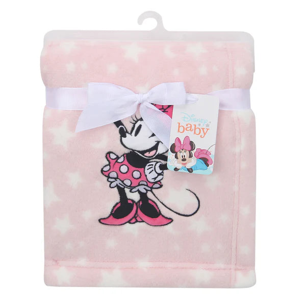 Disney Baby Minnie Mouse Stars Pink Soft Fleece Baby Blanket