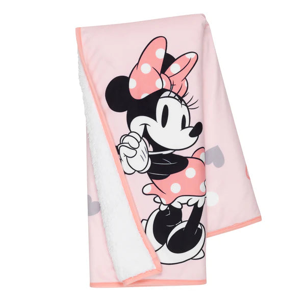 Disney Baby MINNIE MOUSE Picture Perfect Pink Faux Shearling Baby Blanket