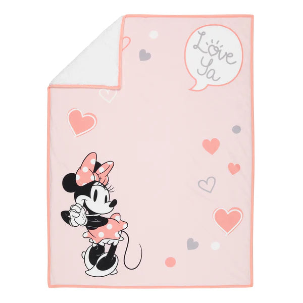 Disney Baby MINNIE MOUSE Picture Perfect Pink Faux Shearling Baby Blanket