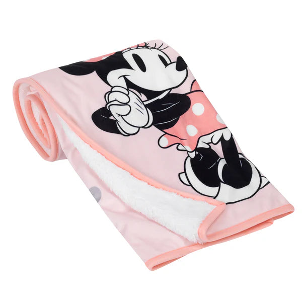 Disney Baby MINNIE MOUSE Picture Perfect Pink Faux Shearling Baby Blanket