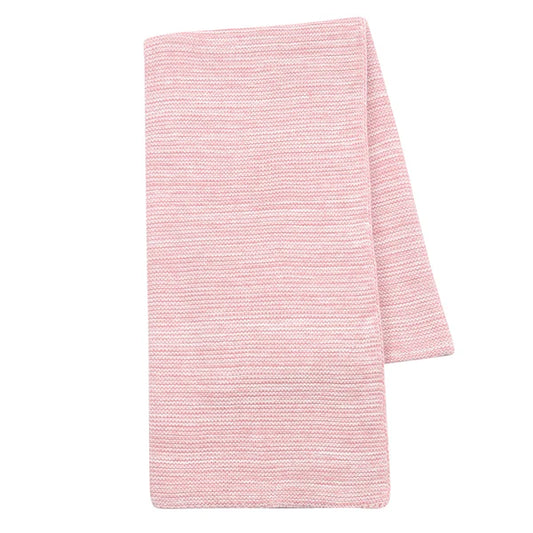 Signature Pink/White 100% Cotton Marl Textured Knit Baby Blanket