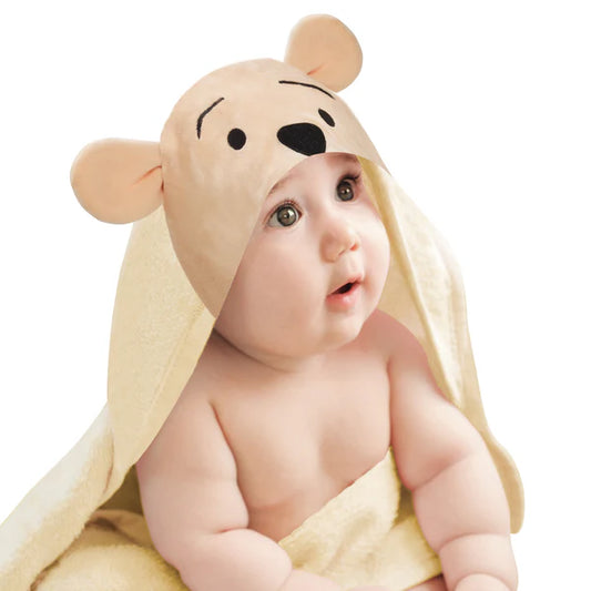 Disney Baby Winnie the Pooh Tan Cotton Hooded Baby Bath Towel