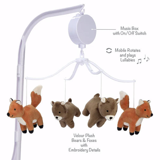 Sleepytime Bear & Fox Musical Baby Crib Mobile Soother Toy