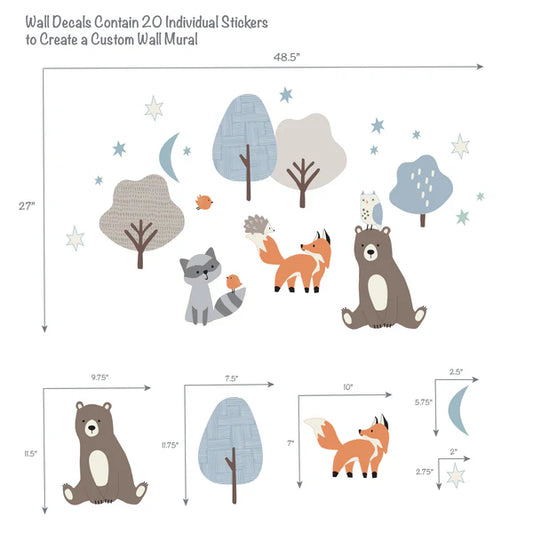 Sleepytime Bear Woodland Animals Wall Decals/Stickers