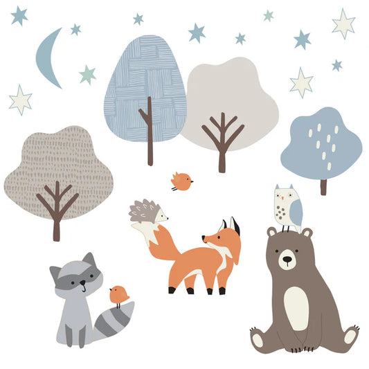 Sleepytime Bear Woodland Animals Wall Decals/Stickers