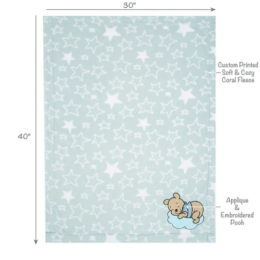 Disney Baby Starlight Pooh Blue/White Soft Fleece Baby Blanket