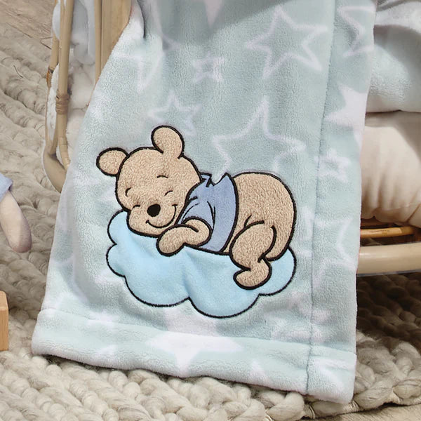 Disney Baby Starlight Pooh Blue/White Soft Fleece Baby Blanket